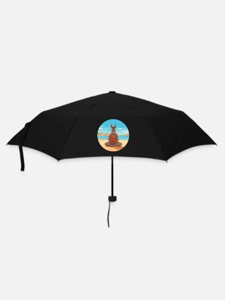 Eselkarikatur Yoga Strand Sommer Illustration - Regenschirm (klein) - Schwarz