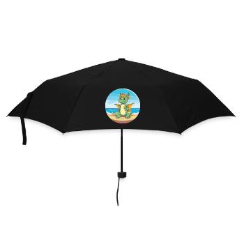 Dragon Cartoon Yoga Beach Summer Illustration - Umbrella (small) - black - Front