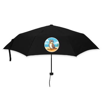Falcon Cartoon Yoga Beach Summer Illustration - Umbrella (small) - black - Front