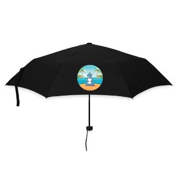 Dolphin Cartoon Yoga Beach Summer Illustration - Umbrella (small) - black - Front