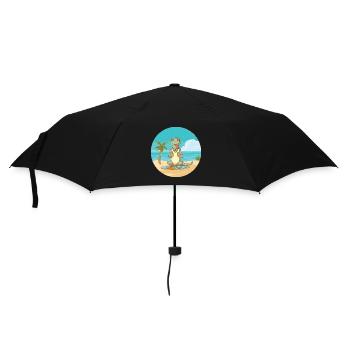 Iguana Cartoon Yoga Beach Summer Illustration - Umbrella (small) - black - Front