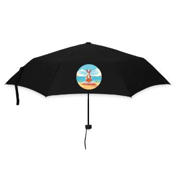 Goat Cartoon Yoga Beach Summer Illustration - Umbrella (small) - black - Front