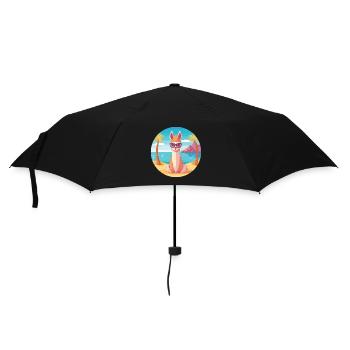 Llama Cartoon Yoga Beach Summer Illustration - Umbrella (small) - black - Front