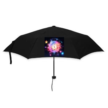 Die bunte Sternenkonstellation - Regenschirm (klein) - Schwarz - Vorne