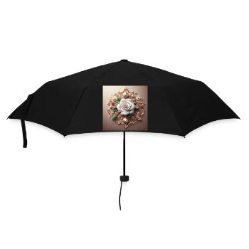 White flower - Umbrella (small) - black - Front