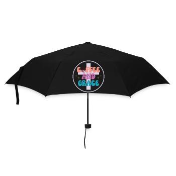Kaffee und Gnade Motiv Design - Regenschirm (klein) - Schwarz - Vorne