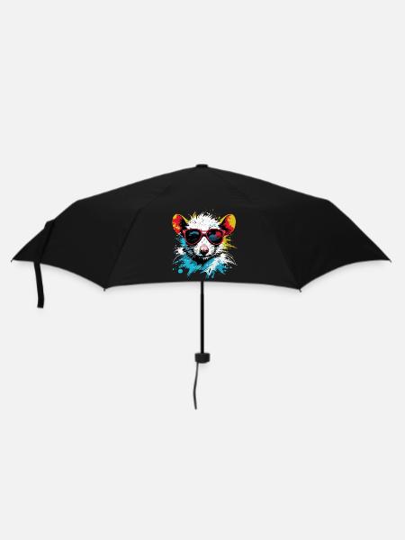 Coole Punk Ratte - Regenschirm (klein) - Schwarz