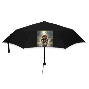 Kleiner Affe im Regen - Regenschirm (klein) - Schwarz - Vorne