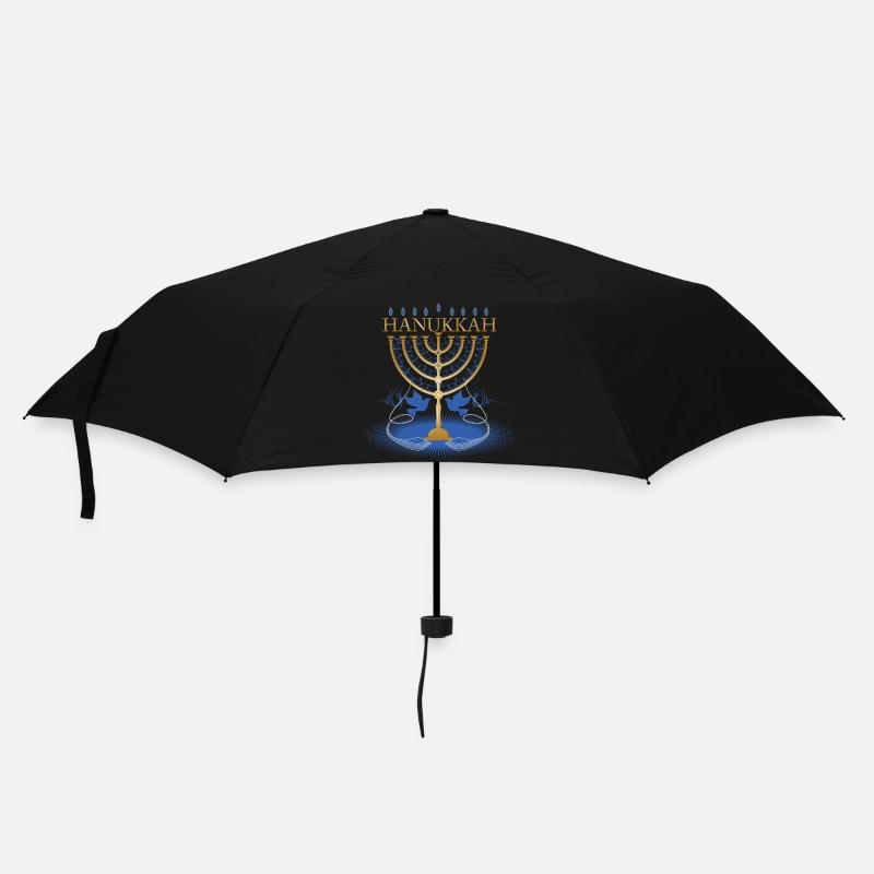 gold-colored Hanukkah candlestick with two doves - Umbrella (small) - black