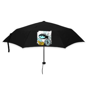 Aquatic Fish Illustration with Activist Badge - Umbrella (small) - black - Front
