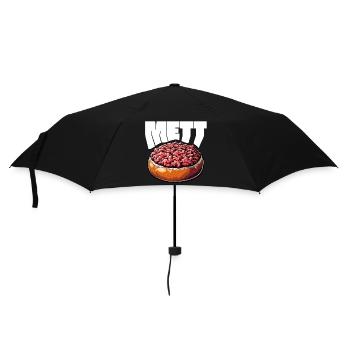 GourMETT - Design für Mettbrötchen Liebhaber - Regenschirm (klein) - Schwarz - Vorne