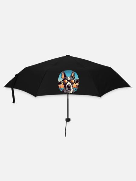 Bull terrier joyeux dans l’ambiance des vacances - Parapluie standard - noir