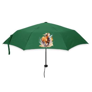 Cheval quarter horse palomino - Parapluie standard - vert bouteille - Devant