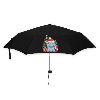 Mignon bébé hippopotame avec chapeau de père Noël - Parapluie standard - noir - Devant