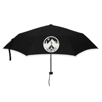 Camping, landscape with mountains, trees as stickers - Umbrella (small) - black - Front