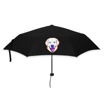 Kuvasz Hunderasse Karikatur Kawaii Illustration - Regenschirm (klein) - Schwarz - Vorne