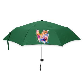 Long Haired Cat, Maine Coon in Colors - Umbrella (small) - bottlegreen - Front