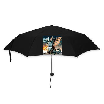 Feuerspeiender Hase Drache #01 - Regenschirm (klein) - Schwarz - Vorne