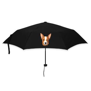 Basenji Hunderasse Cartoon Kawaii Illustration - Regenschirm (klein) - Schwarz - Vorne