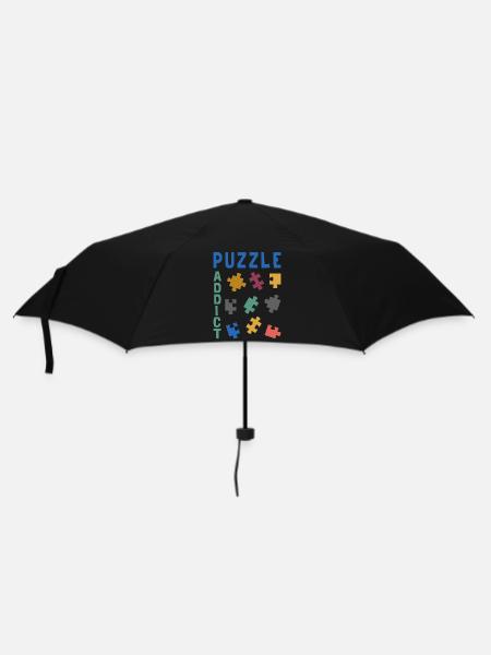Süchtig nach Puzzles - Regenschirm (klein) - Schwarz