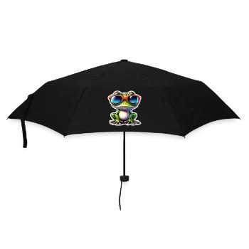 Frosch / Tier / Quack / Kröte / Teich / hüpfen - Regenschirm (klein) - Schwarz - Vorne