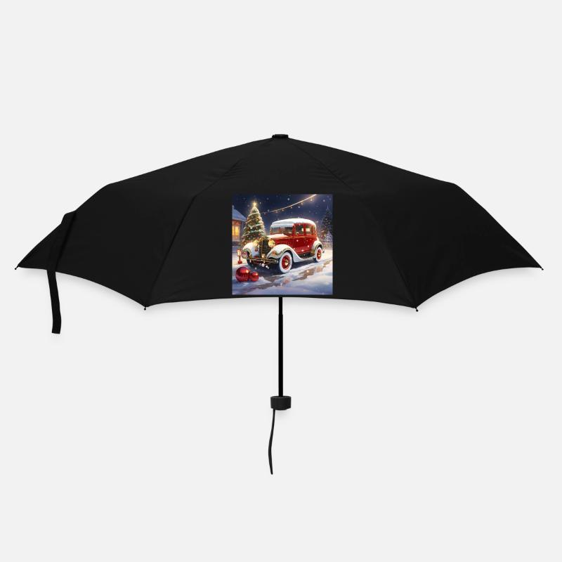 Oldtimer zu Weihnachten - Regenschirm (klein) - Schwarz