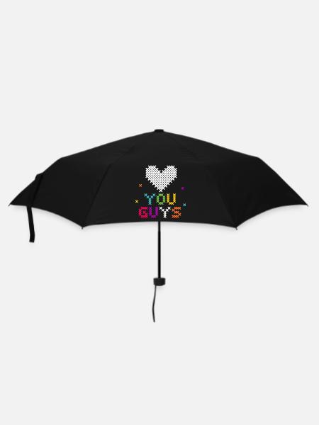 Kreuzstich Herz Liebe Typografie - Regenschirm (klein) - Schwarz