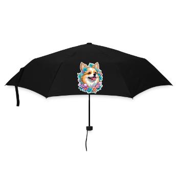 Pomeranian Zwergspitz - Regenschirm (klein) - Schwarz - Vorne