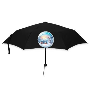 Snow Globe / Winter Magic / Snow / Souvenir - Umbrella (small) - black - Front