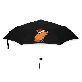 Capybara Weihnachten - Regenschirm (klein) - Schwarz - Vorne