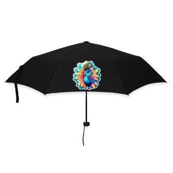 Peacock Bird Drawing - Umbrella (small) - black - Front