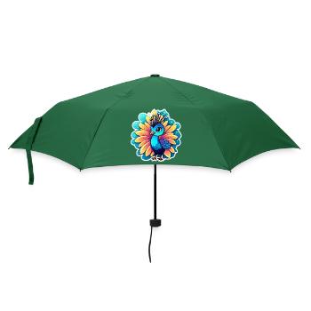 Pfau Vogel Zeichnung - Regenschirm (klein) - Flaschengrün - Vorne