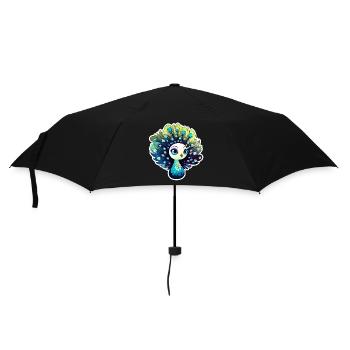 Peacock Bird Drawing - Umbrella (small) - black - Front