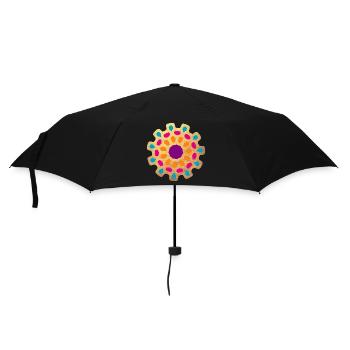 Mandala Gold Ornament Indien Yoga bunt Dekoration - Regenschirm (klein) - Schwarz - Vorne