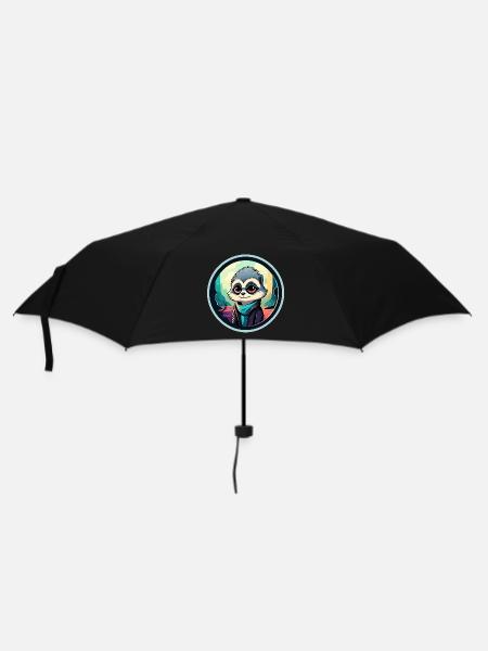 Erdmännchen Zeichnung - Regenschirm (klein) - Schwarz