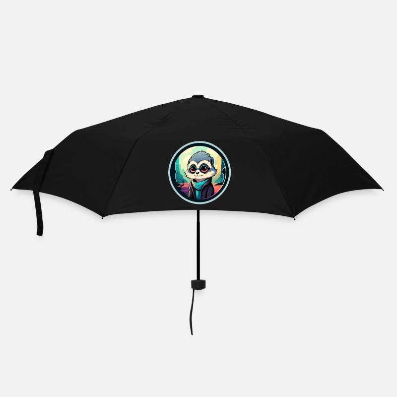 Erdmännchen Zeichnung - Regenschirm (klein) - Schwarz