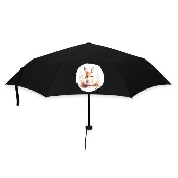 Hase Aquarell - Regenschirm (klein) - Schwarz - Vorne