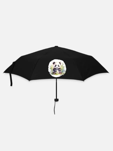Aquarell Pandabär - Regenschirm (klein) - Schwarz