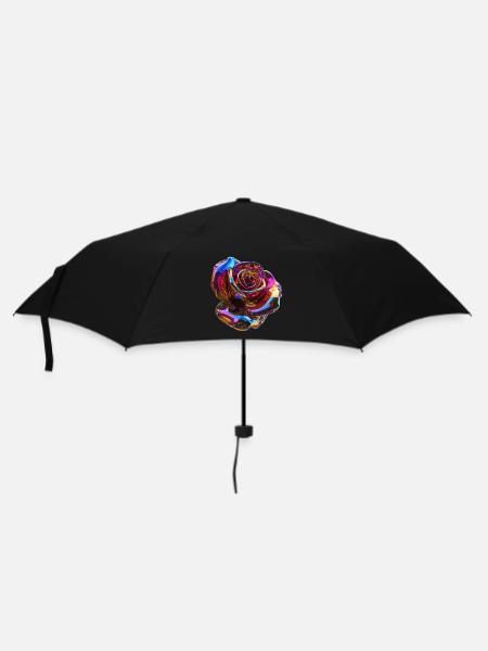 Irisierende Regenbogenrose - Regenschirm (klein) - Schwarz