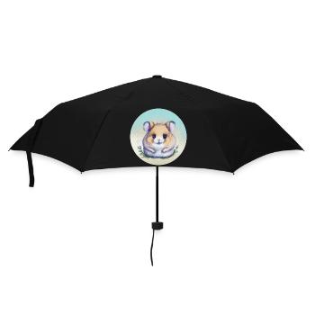 Cute pastel watercolor hamster - Umbrella (small) - black - Front