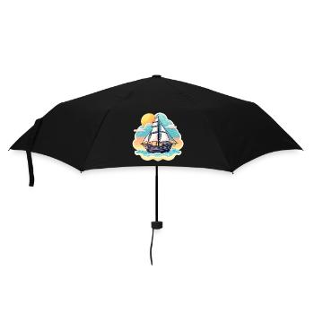 Sailboat Illustration - Umbrella (small) - black - Front