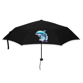 Delfin Illustration - Regenschirm (klein) - Schwarz - Vorne