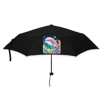 Delfin Illustration - Regenschirm (klein) - Schwarz - Vorne