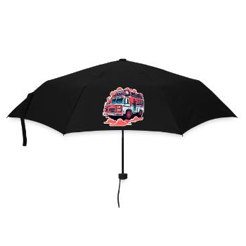 Fire truck illustration - Umbrella (small) - black - Front