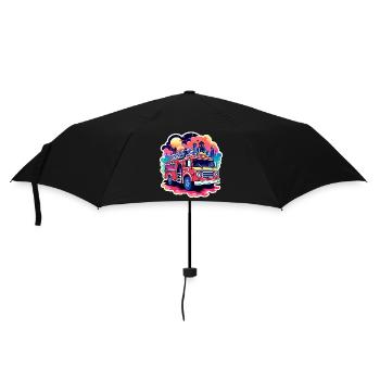 Fire Truck Illustration - Umbrella (small) - black - Front