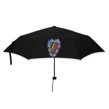 Colorful heart with geometric patterns - Umbrella (small) - black - Front