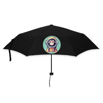 Affe Astronaut Illustration - Regenschirm (klein) - Schwarz - Vorne