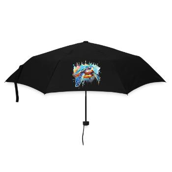 Schildkröte, Aquarellschildkröte, Spritzer - Regenschirm (klein) - Schwarz - Vorne