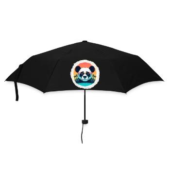 Baby-Panda im Urlaub - Regenschirm (klein) - Schwarz - Vorne