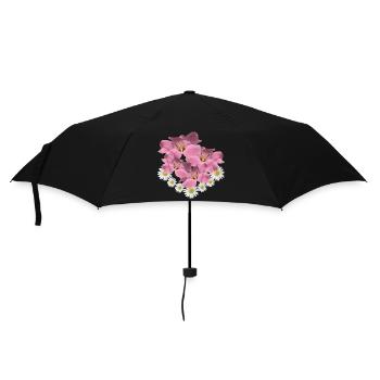 Margerite Blume pink Blumenranke Gänseblümchen - Regenschirm (klein) - Schwarz - Vorne